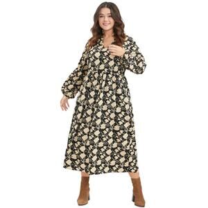 Bloomchic Floral Long Sleeve Midi V Neck Dress Size 28
